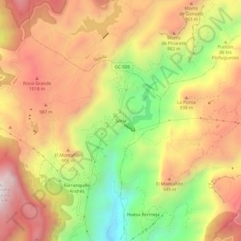 Mappa topografica Soria, altitudine, rilievo