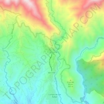 Mappa topografica Frigiliana, altitudine, rilievo
