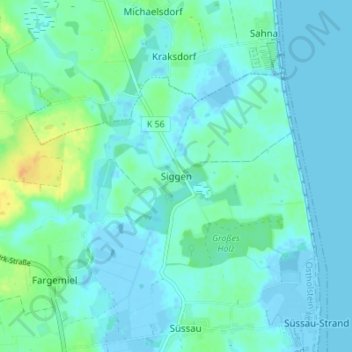 Mappa topografica Siggen, altitudine, rilievo