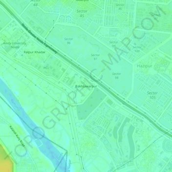 Mappa topografica Bakhtawarpur, altitudine, rilievo