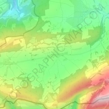 Mappa topografica Réclère, altitudine, rilievo