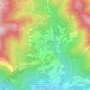 Mappa topografica Borgata Bugnone, altitudine, rilievo