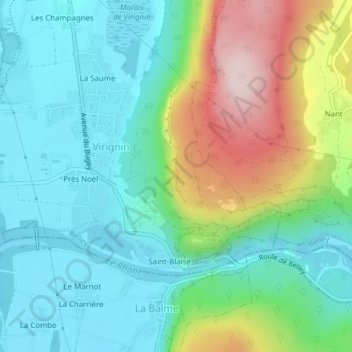 Mappa topografica La Balme Noire, altitudine, rilievo