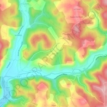 Mappa topografica Sals, altitudine, rilievo