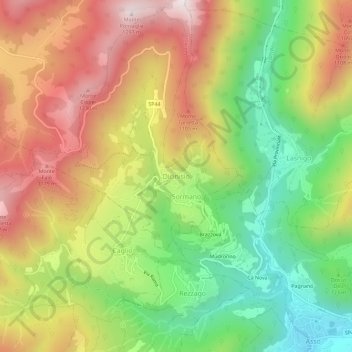 Mappa topografica Dicinisio, altitudine, rilievo