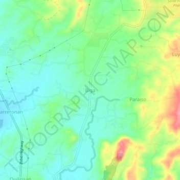 Mappa topografica Biga, altitudine, rilievo
