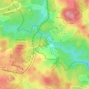 Mappa topografica Crespel, altitudine, rilievo