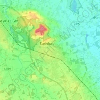 Mappa topografica Borghorst, altitudine, rilievo
