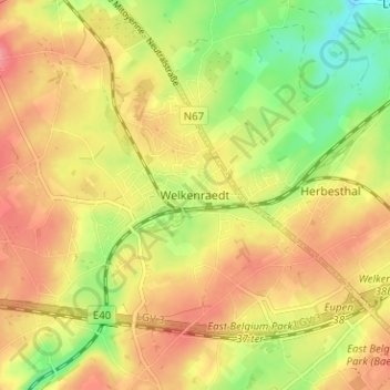 Mappa topografica Welkenraedt, altitudine, rilievo