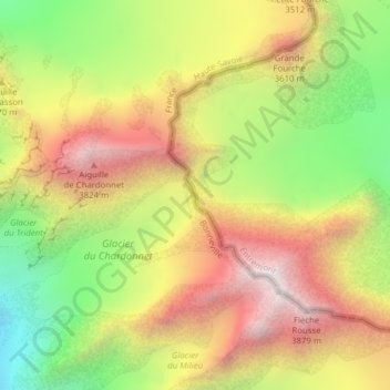 Mappa topografica Col du Chardonnet, altitudine, rilievo