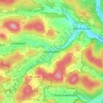 Mappa topografica Utzenhofen, altitudine, rilievo