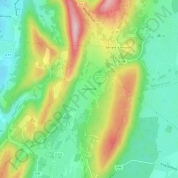 Mappa topografica Montmerle, altitudine, rilievo