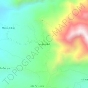 Mappa topografica San Cristobal, altitudine, rilievo