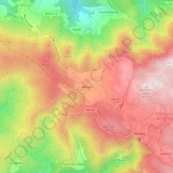 Mappa topografica Merujal, altitudine, rilievo