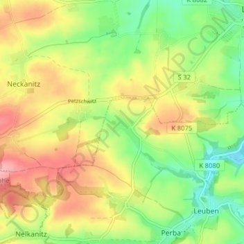 Mappa topografica Wauden, altitudine, rilievo