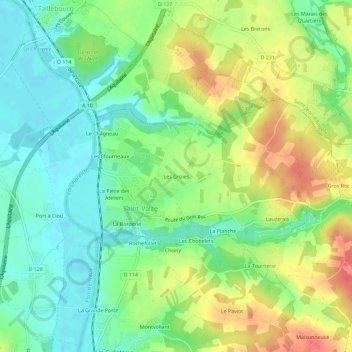Mappa topografica Les Groies, altitudine, rilievo