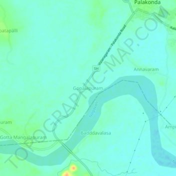 Mappa topografica Gopalapuram, altitudine, rilievo