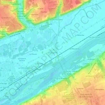 Mappa topografica Les Fougerêts, altitudine, rilievo
