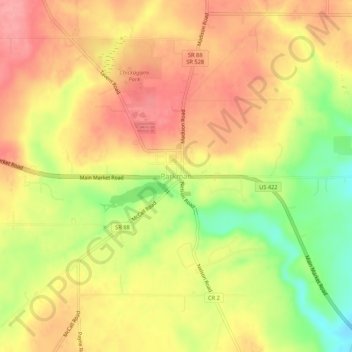 Mappa topografica Parkman, altitudine, rilievo
