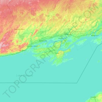Mappa topografica Prince Edward, altitudine, rilievo