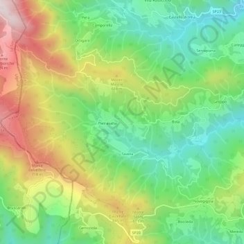 Mappa topografica Giovagallo, altitudine, rilievo