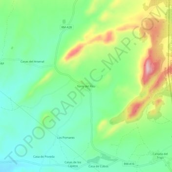 Mappa topografica Torre del Rico, altitudine, rilievo