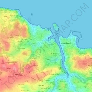Mappa topografica Keriguy, altitudine, rilievo