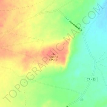 Mappa topografica Red Hill, altitudine, rilievo