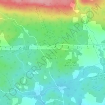 Mappa topografica Sporting Mountain, altitudine, rilievo