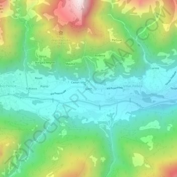Mappa topografica Garin, altitudine, rilievo