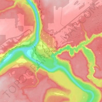 Mappa topografica East Pine, altitudine, rilievo