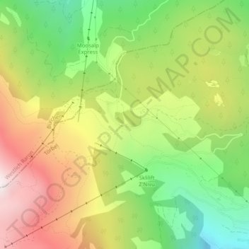 Mappa topografica Moosalp, altitudine, rilievo