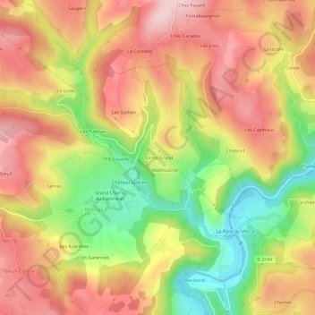 Mappa topografica Champ Grand, altitudine, rilievo