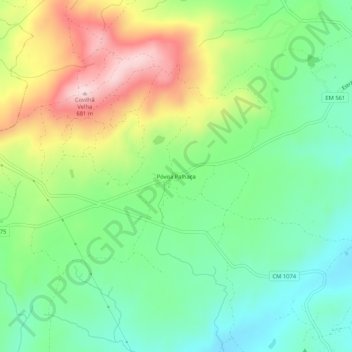 Mappa topografica Póvoa Palhaça, altitudine, rilievo