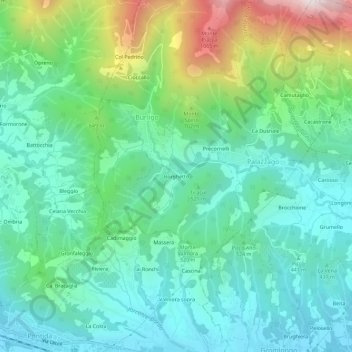 Mappa topografica Borghetto, altitudine, rilievo