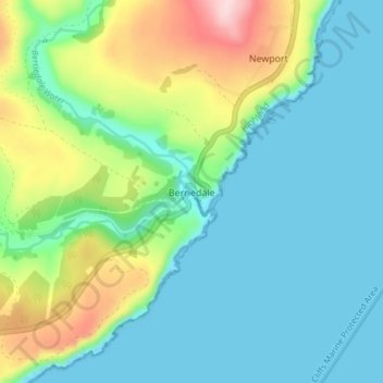 Mappa topografica Berriedale, altitudine, rilievo