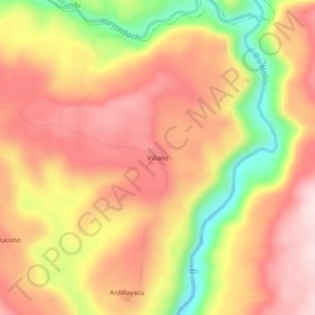Mappa topografica Villano, altitudine, rilievo