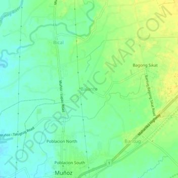 Mappa topografica Balante, altitudine, rilievo