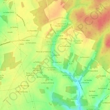 Mappa topografica La Corderie, altitudine, rilievo