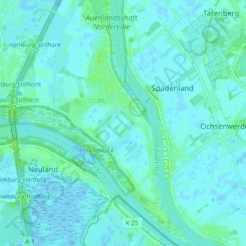 Mappa topografica Moorwerder, altitudine, rilievo