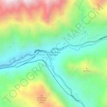 Mappa topografica Escuela de Alta Montaña, altitudine, rilievo