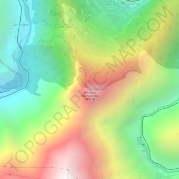 Mappa topografica Montaña Machupicchu, altitudine, rilievo