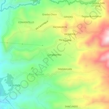 Mappa topografica Canalpamba, altitudine, rilievo