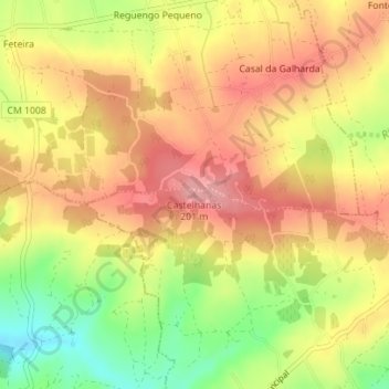 Mappa topografica Castelhanas, altitudine, rilievo