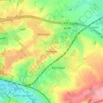 Mappa topografica Termaar, altitudine, rilievo