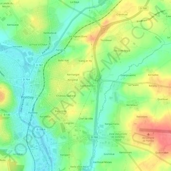 Mappa topografica Saint-Niel, altitudine, rilievo