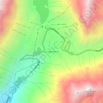 Mappa topografica Los Libertadores, altitudine, rilievo