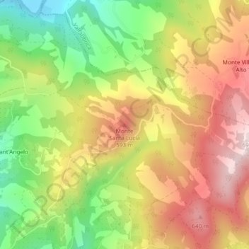 Mappa topografica Monte Santa Lucia, altitudine, rilievo