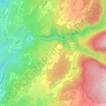 Mappa topografica Tavon, altitudine, rilievo