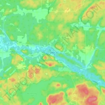 Mappa topografica Field, altitudine, rilievo
